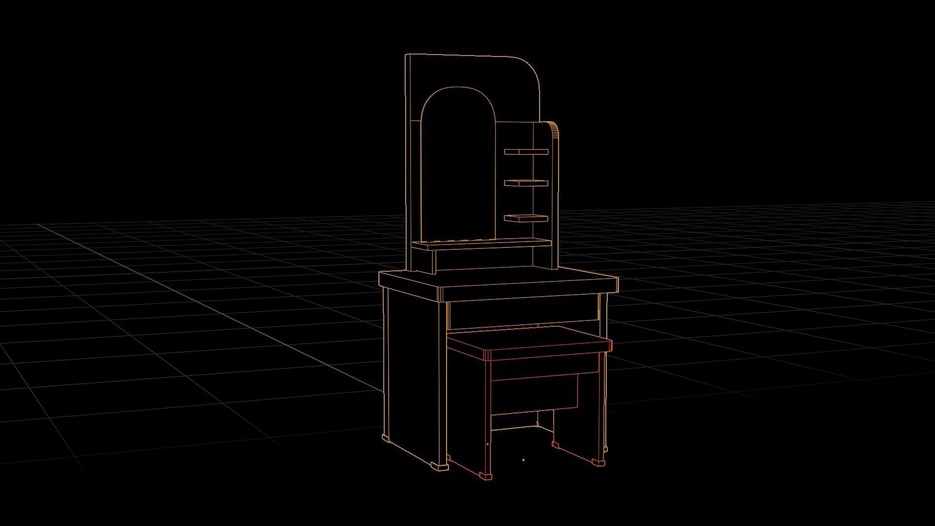 dressing table Low-poly 3D model_7