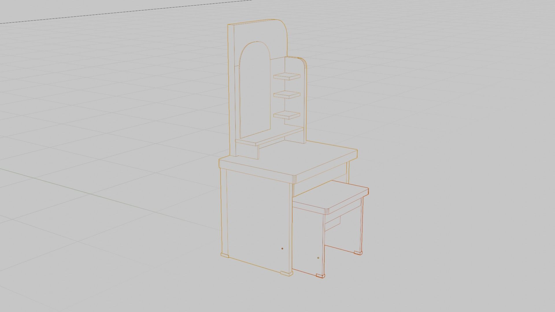 dressing table Low-poly 3D model_4