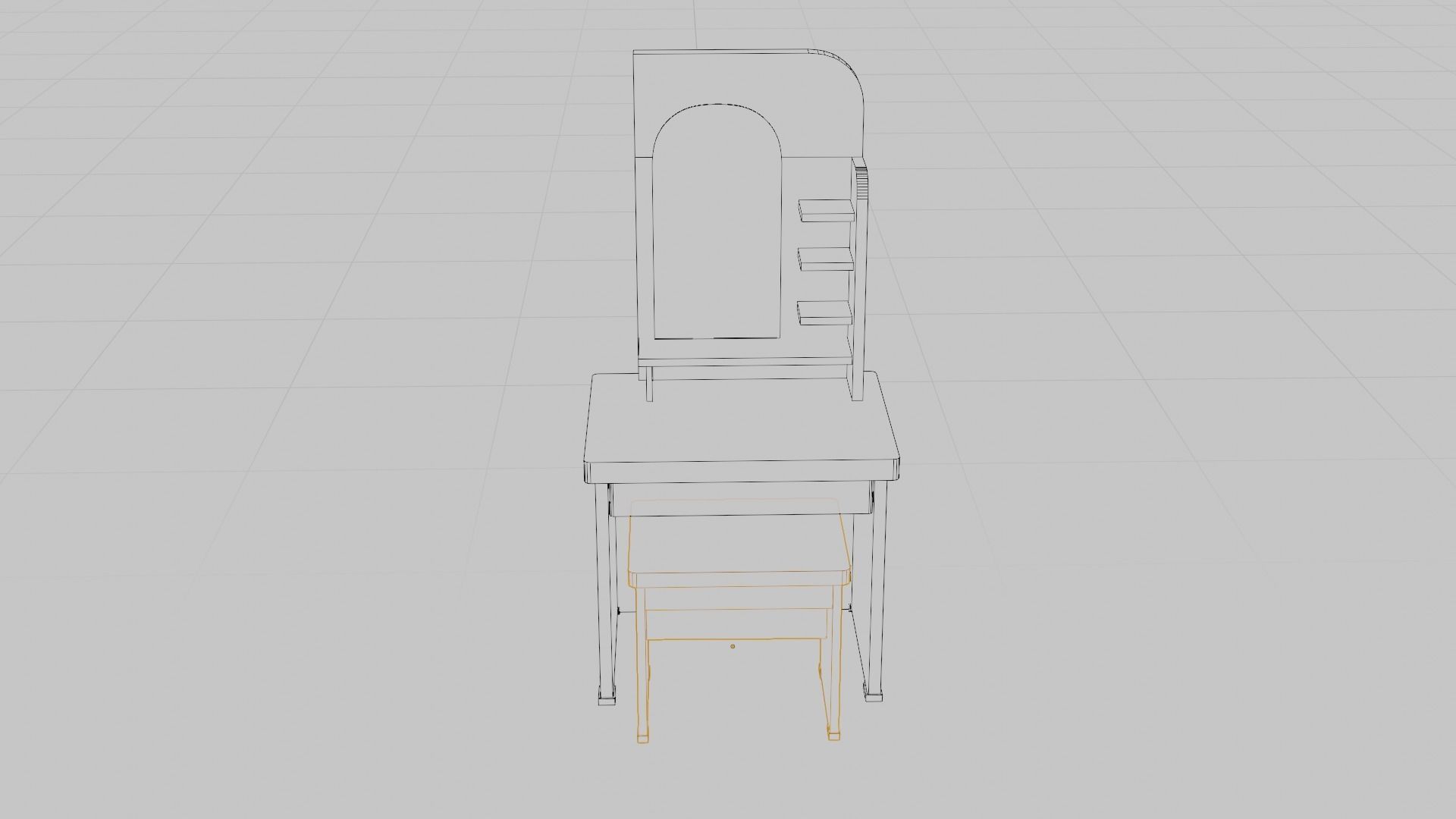 dressing table Low-poly 3D model_3