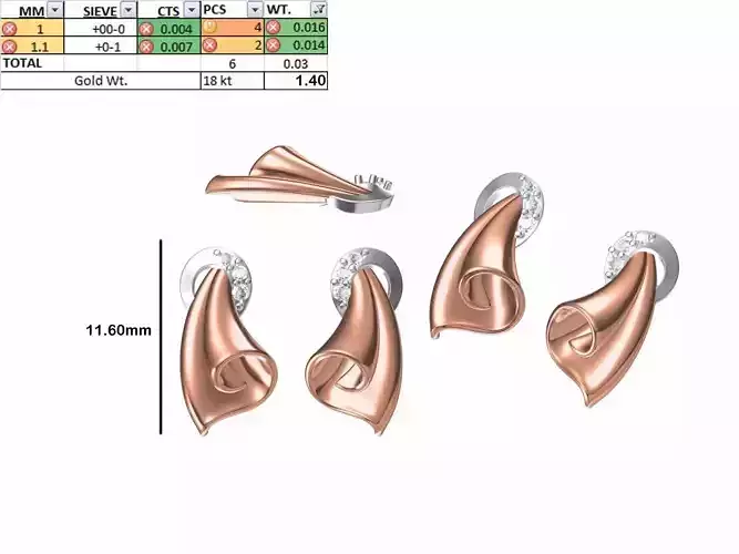 Women Diamond Earring STL OBJ FBX JCD Details