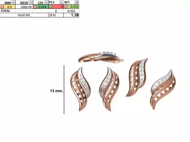 Women Diamond Earring STL OBJ FBX JCD Details