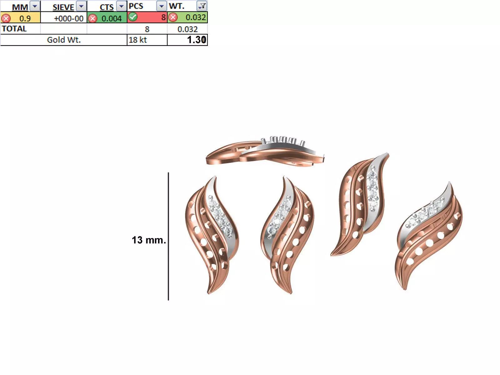 Women Diamond Earring STL OBJ FBX JCD Details 3D print model_0