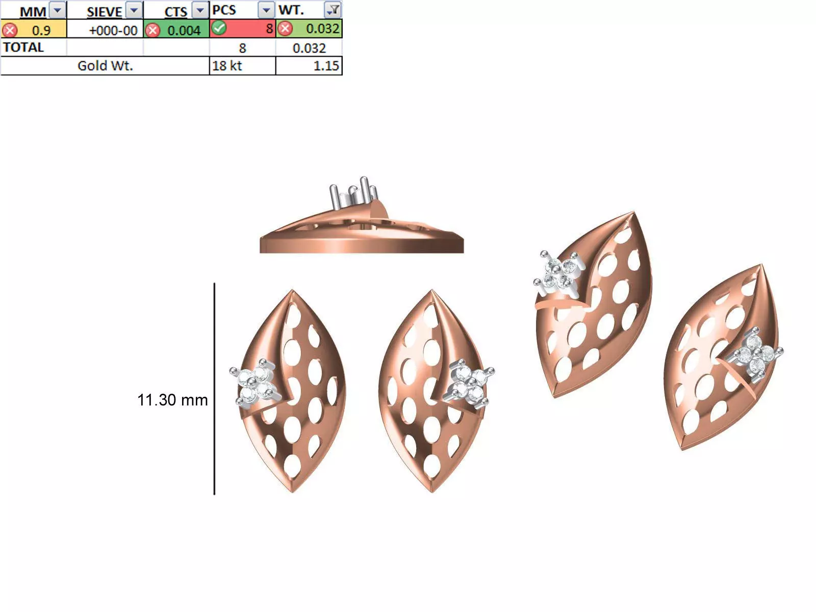 Women Diamond Earring STL OBJ FBX JCD Details 3D print model_0