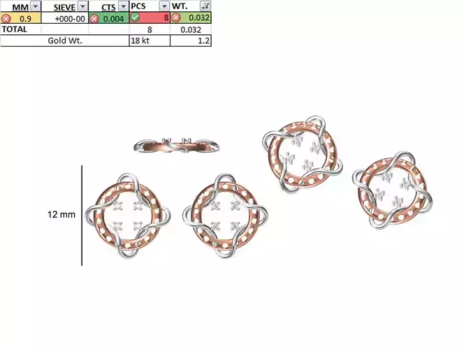 Women Diamond Earring STL OBJ FBX JCD Details