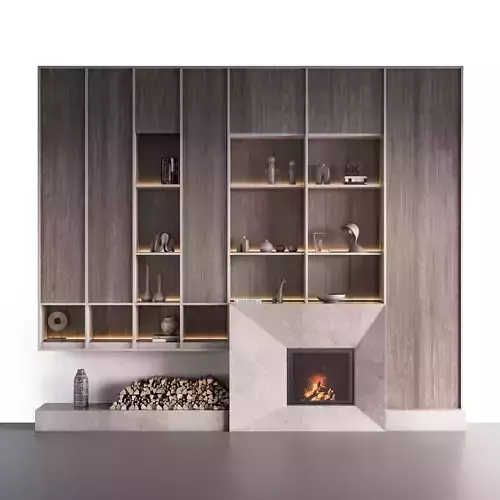 Fireplace with Shelves and Decor
