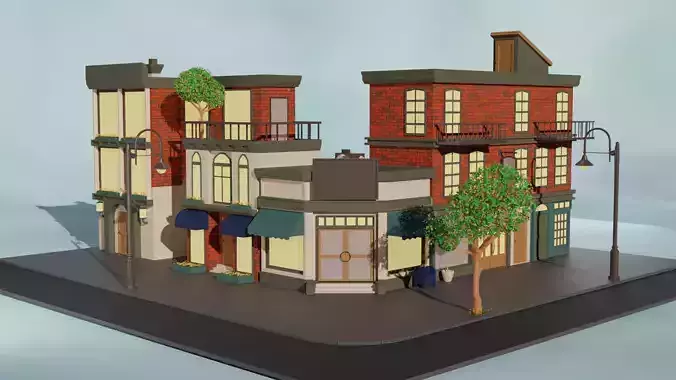Cartoon city house 2 3D model