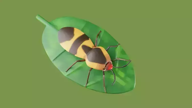 Bug with Leaf 3D Model