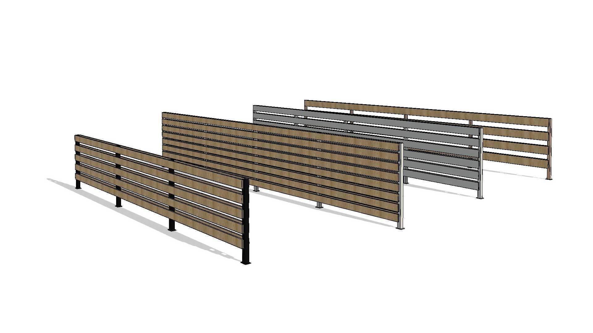 Line Based Double Sided Slats Fence 3D model_1