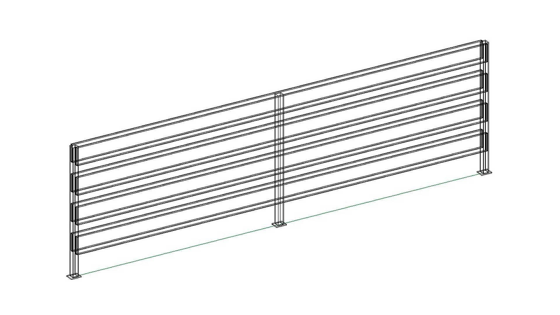 Line Based Double Sided Slats Fence 3D model_6