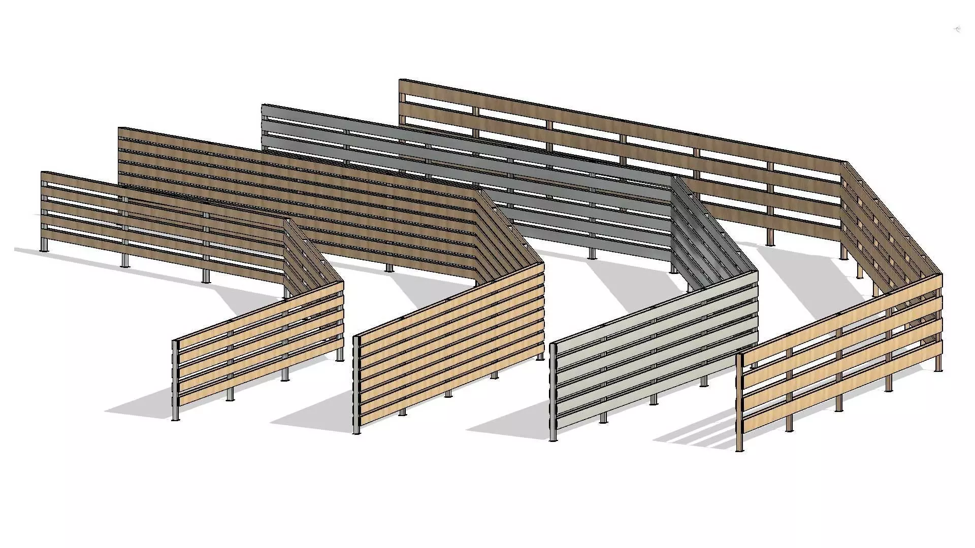 Line Based Double Sided Slats Fence 3D model_0