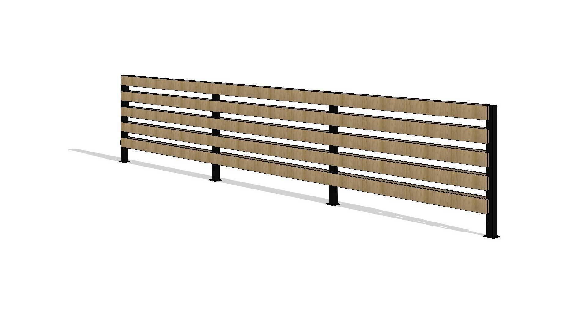 Line Based Double Sided Slats Fence 3D model_3