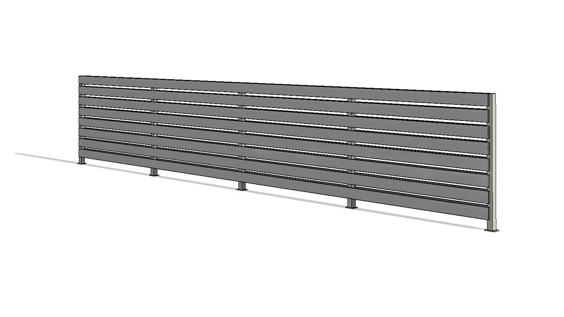 Line Based Double Sided Slats Fence 3D model_4