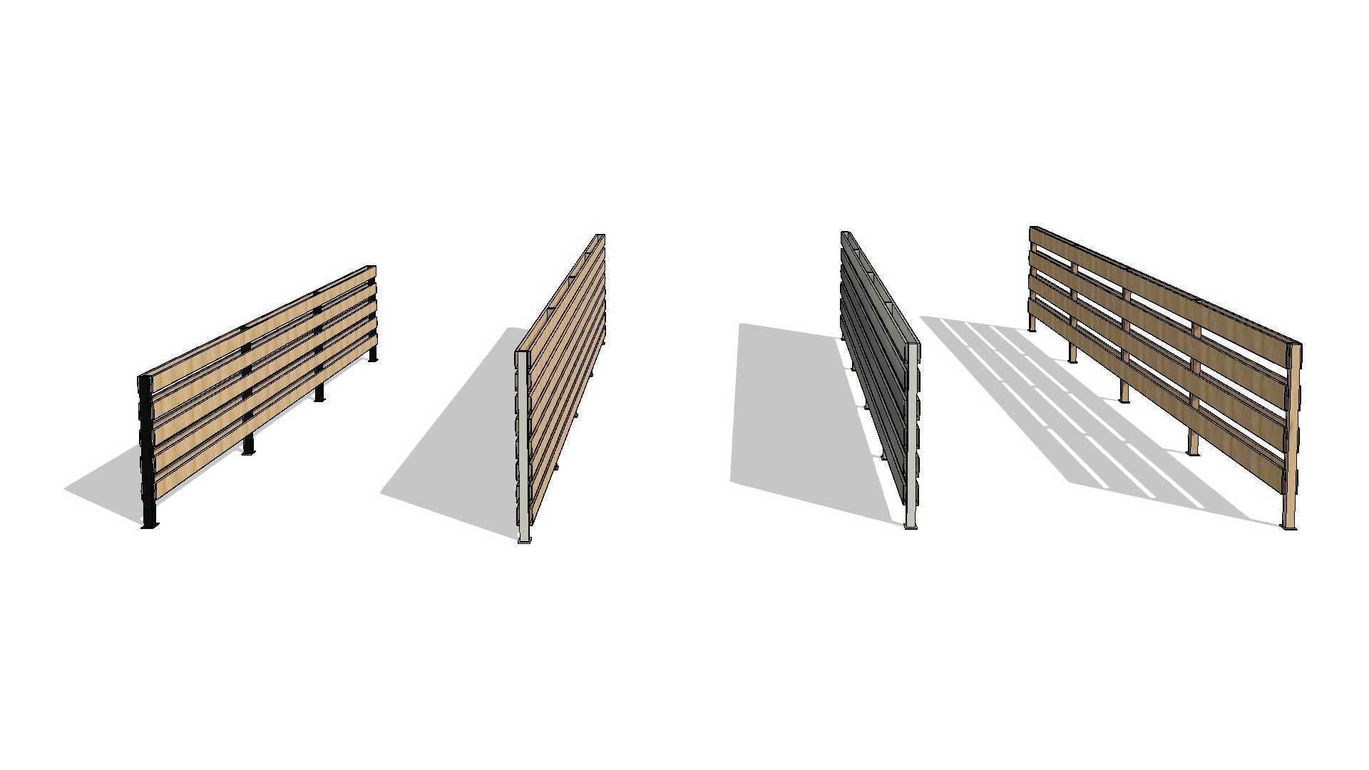 Line Based Double Sided Slats Fence 3D model_2