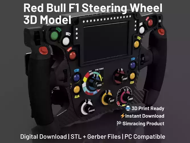 Red Bull F1 Steering Wheel 3D Model - 3D Print for Sim Racing 3D print model