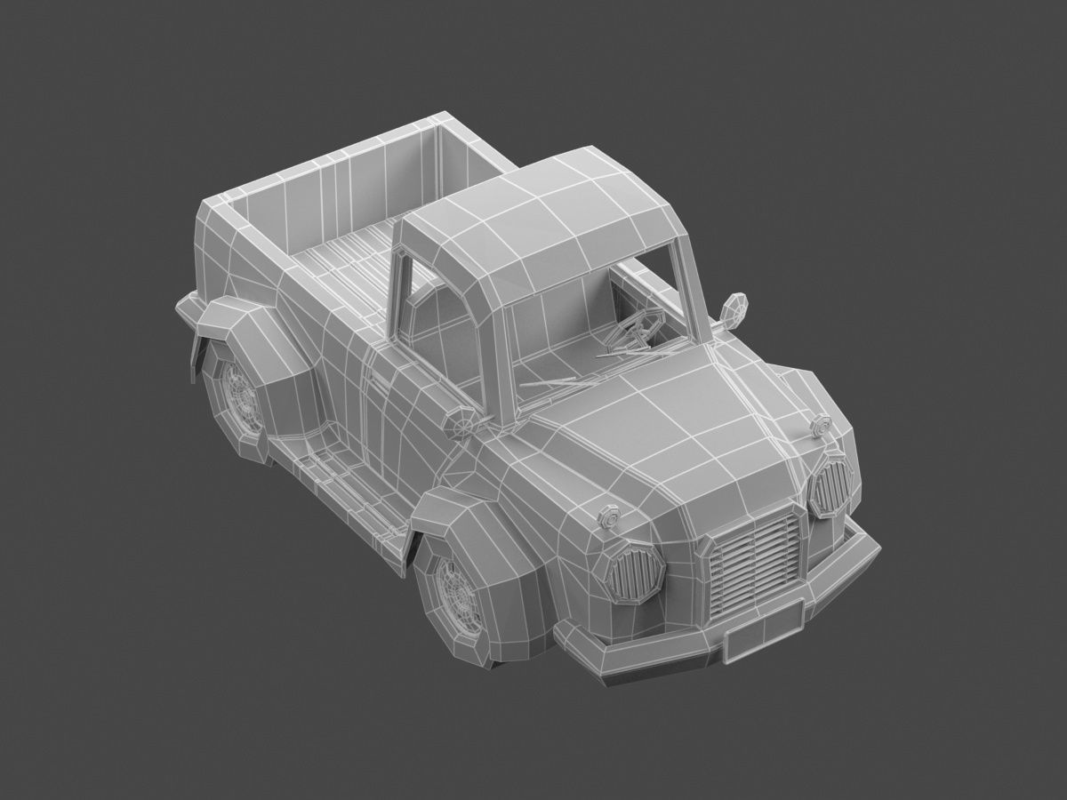 red old truck 3D model_9