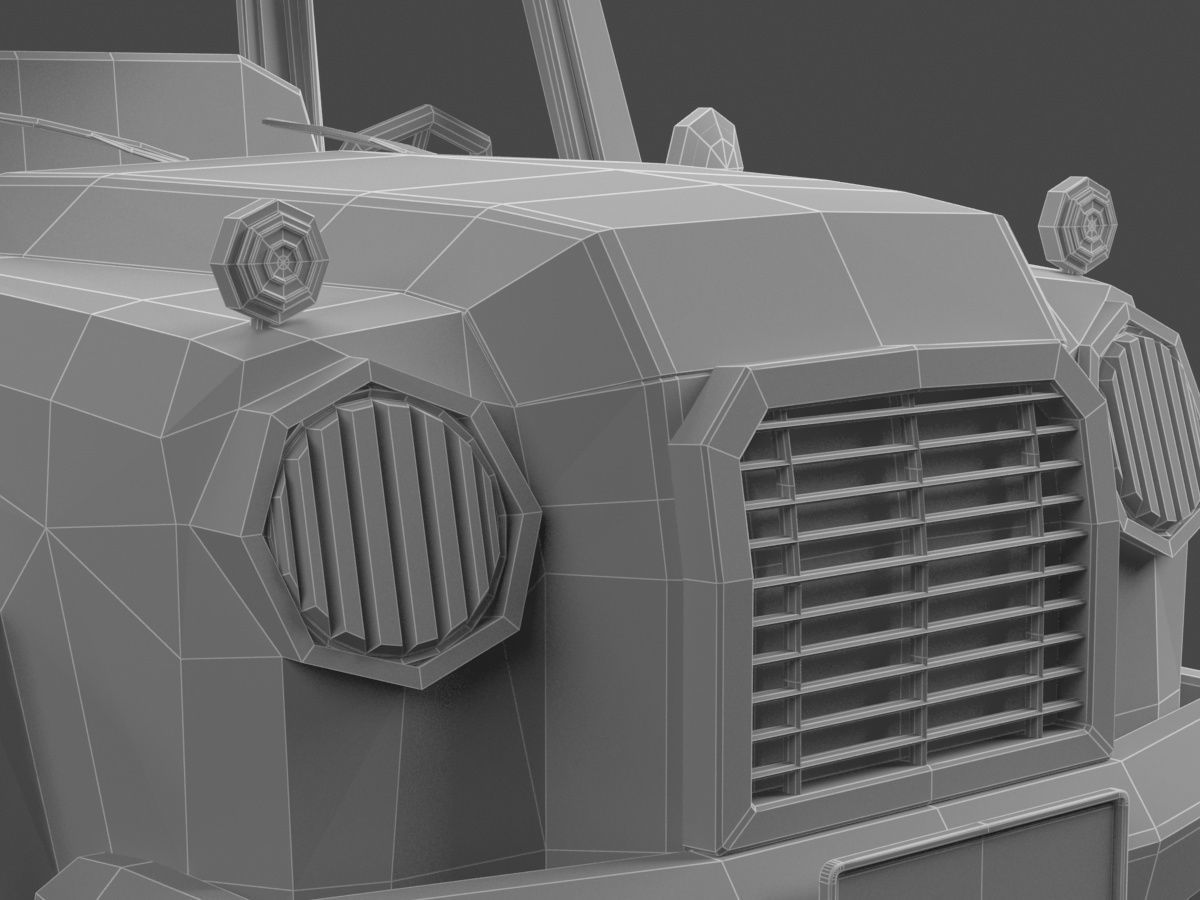 red old truck 3D model_16
