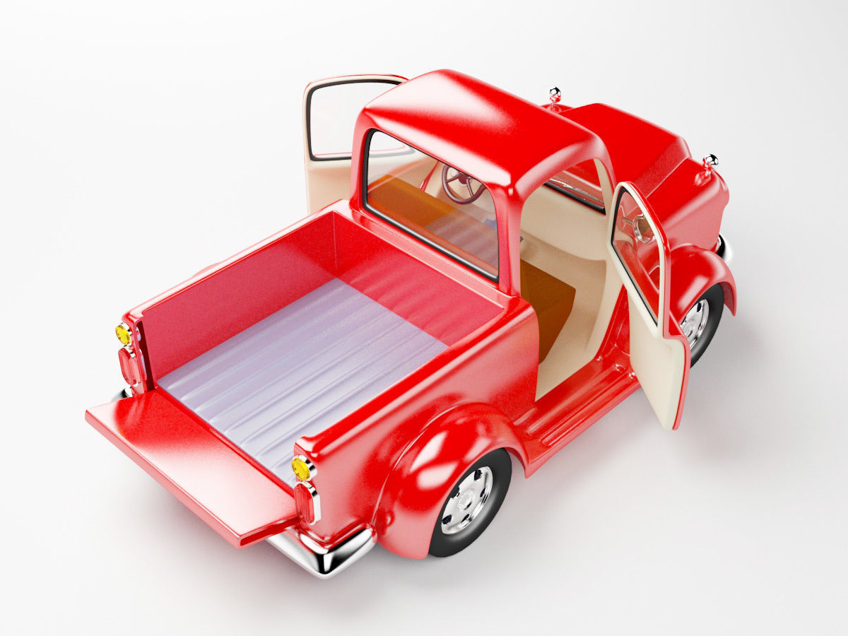 red old truck 3D model_3