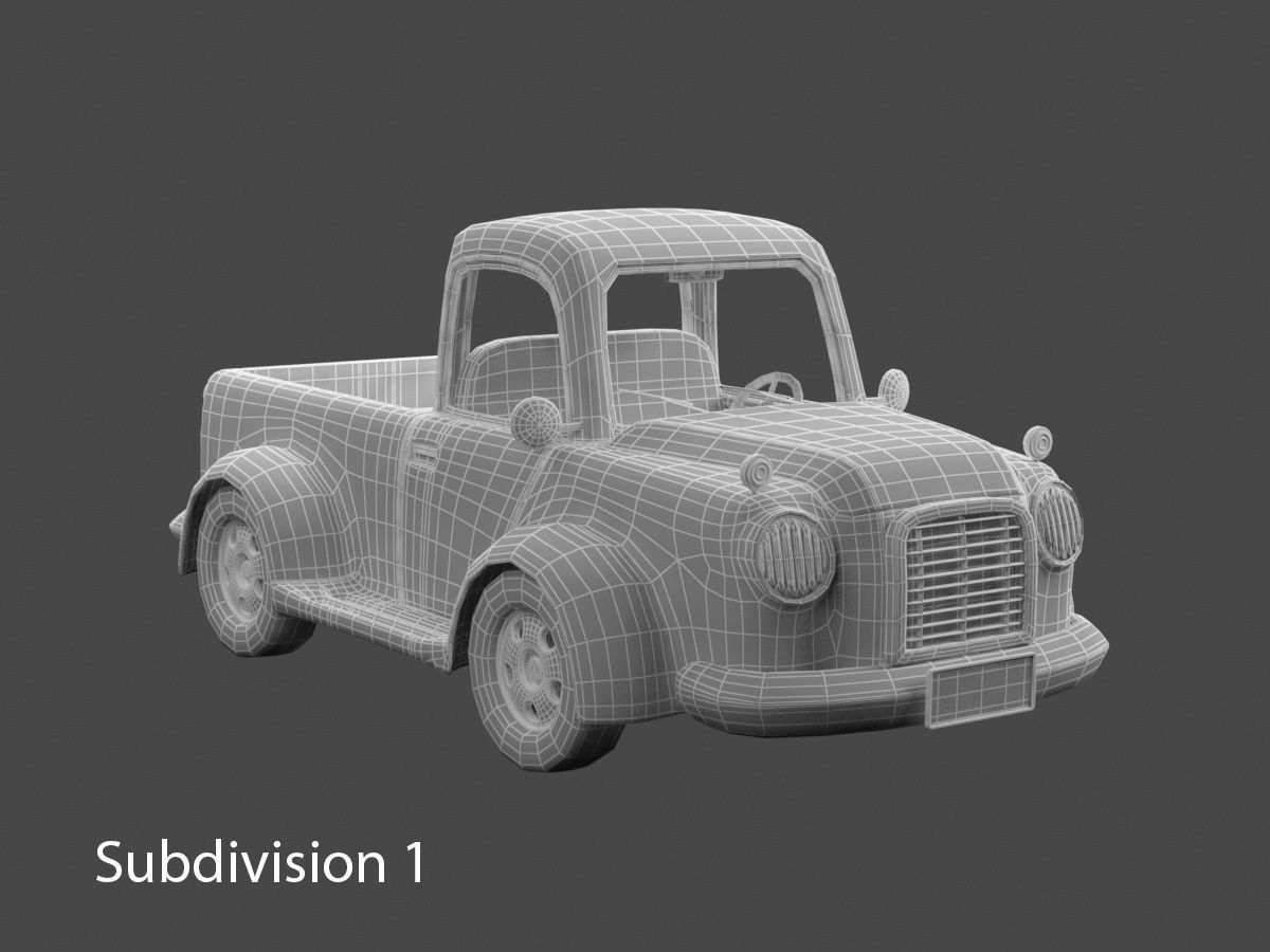 red old truck 3D model_7