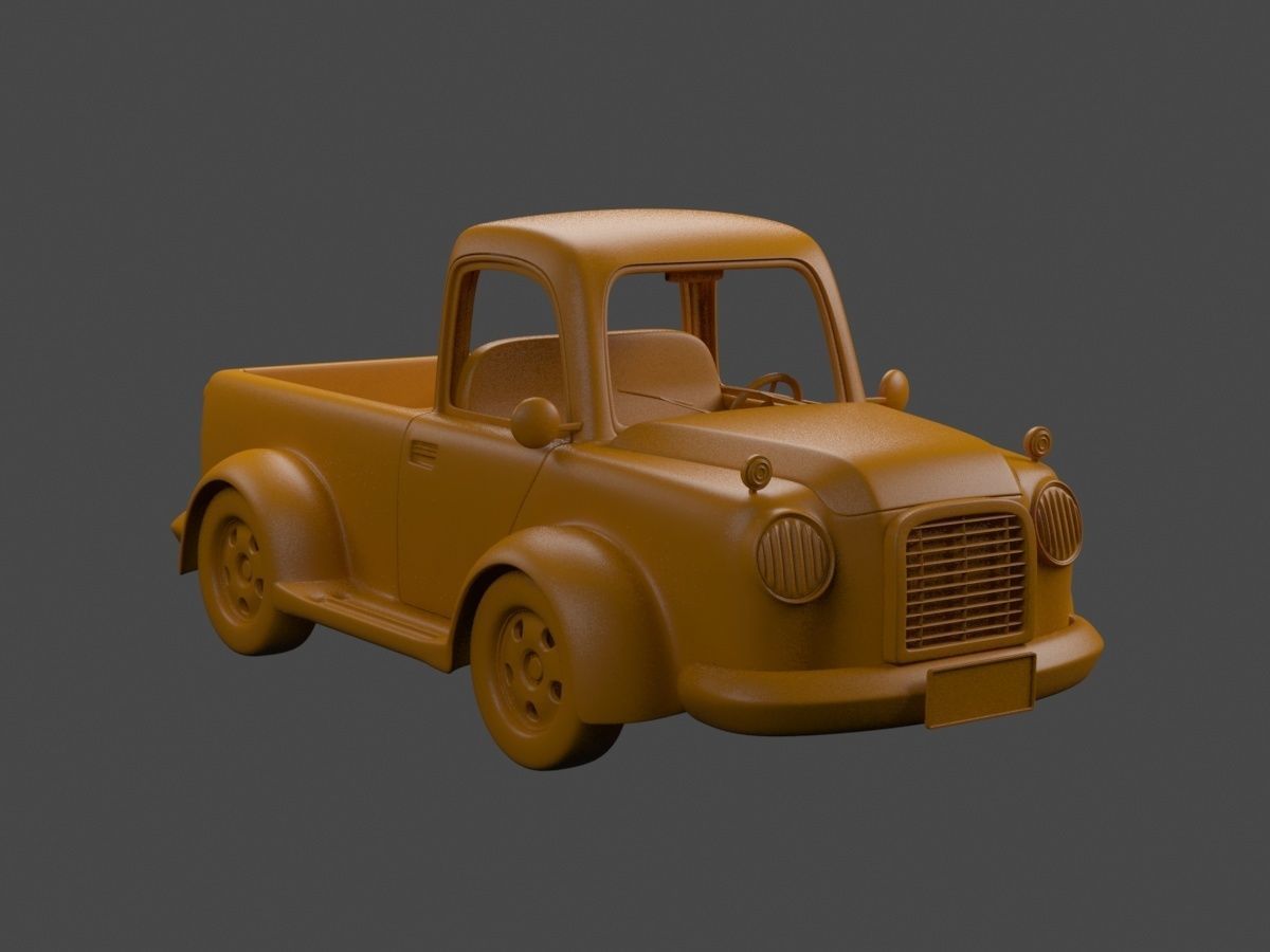 red old truck 3D model_12