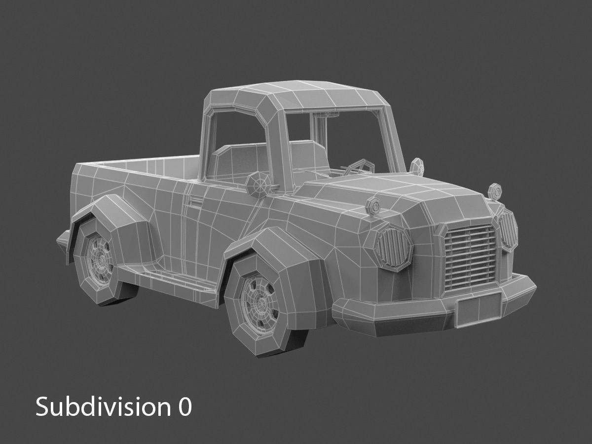 red old truck 3D model_6