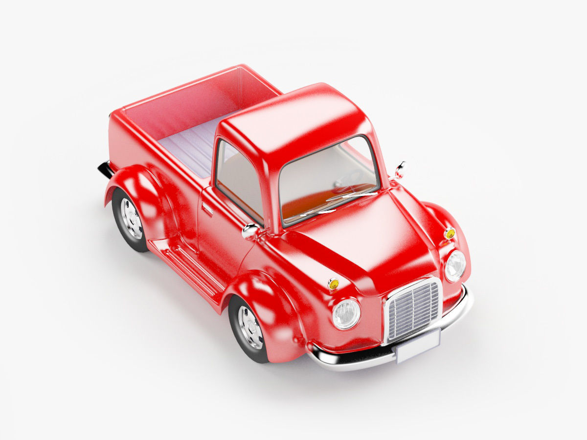 red old truck 3D model_1