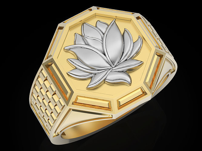 Lotus Man Ring silver gold printable jewelry 3D print model