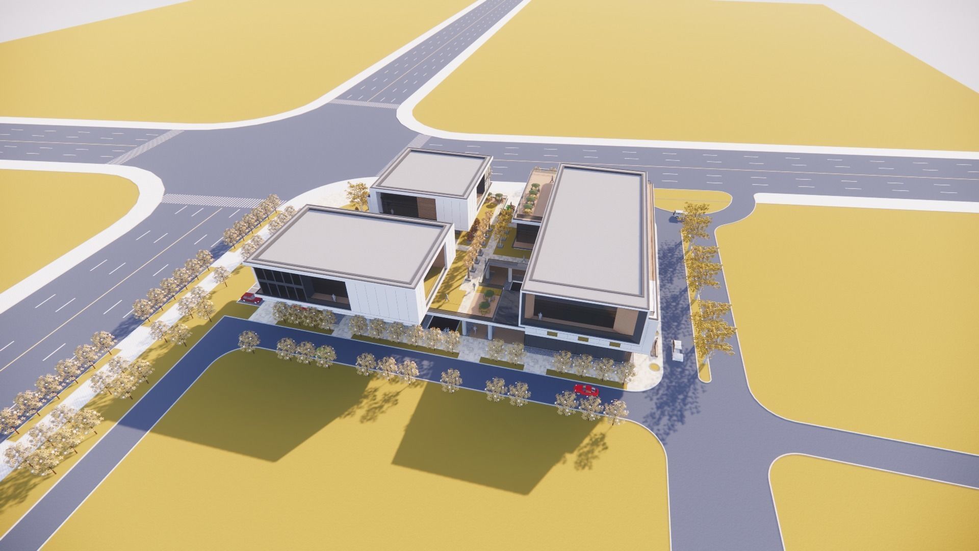 three square boxes-The office building 3D model 3D model_5