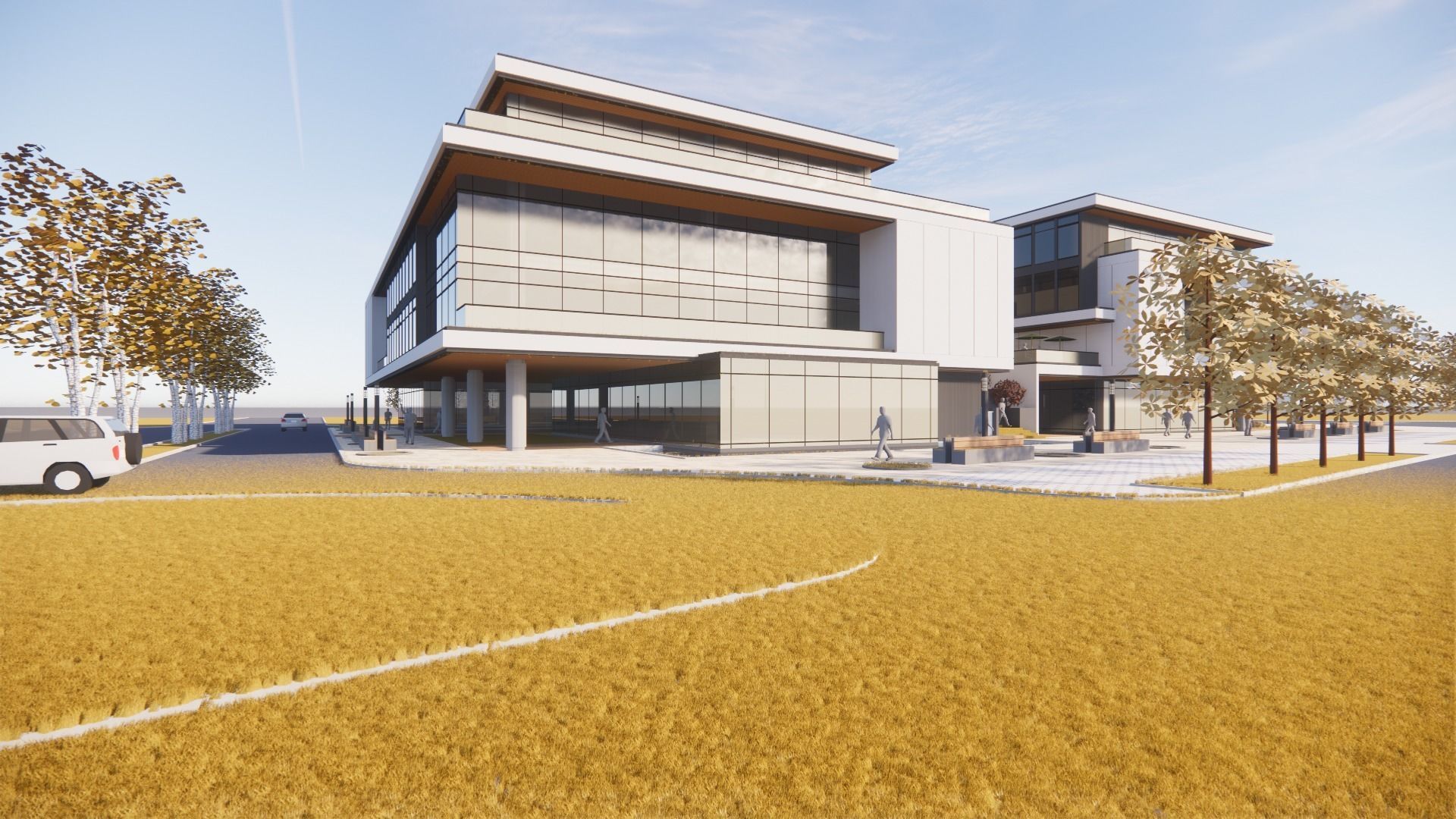 three square boxes-The office building 3D model 3D model_7