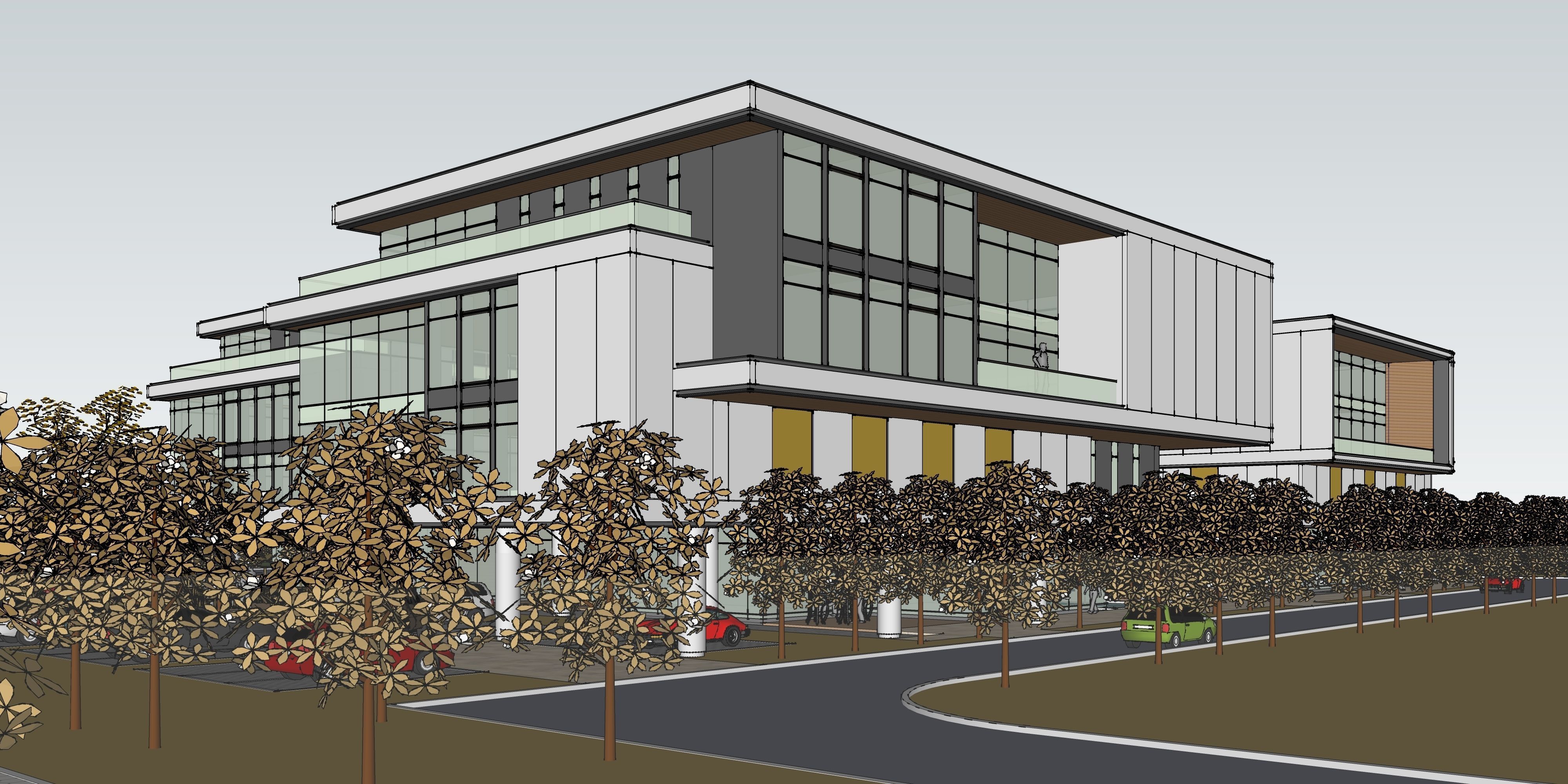 three square boxes-The office building 3D model 3D model_30