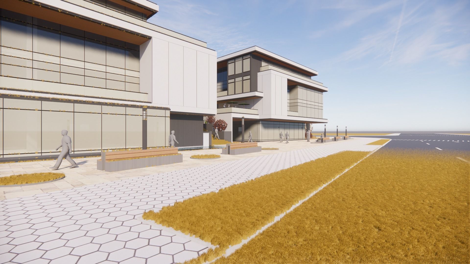 three square boxes-The office building 3D model 3D model_3