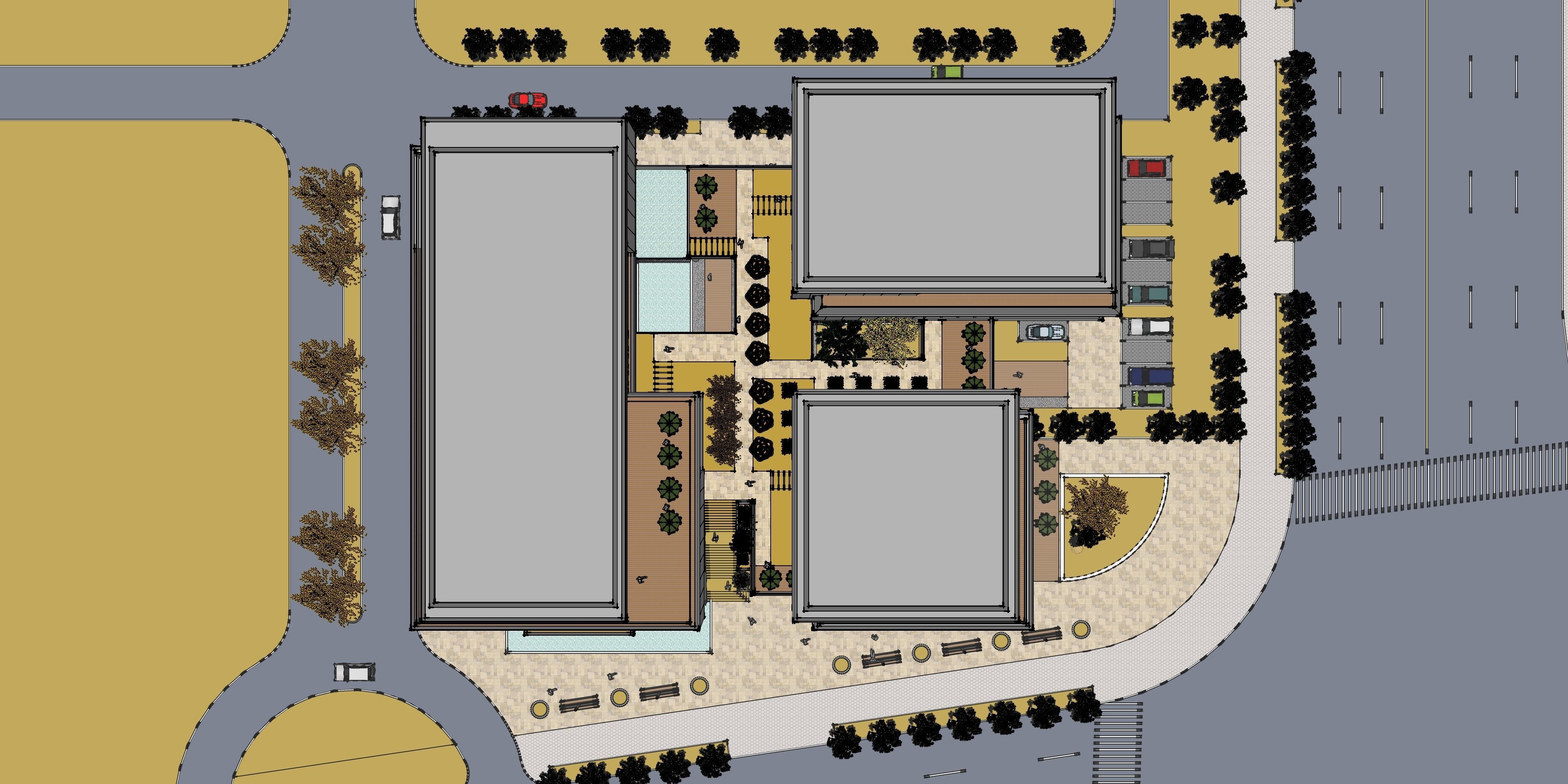 three square boxes-The office building 3D model 3D model_29