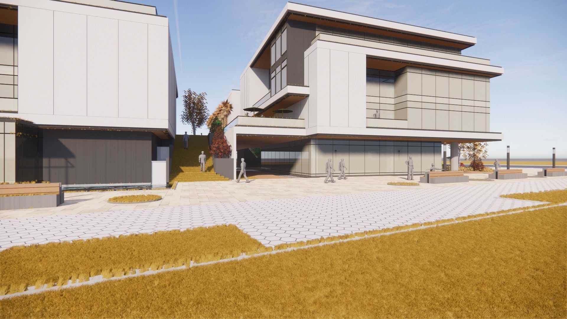 three square boxes-The office building 3D model 3D model_4