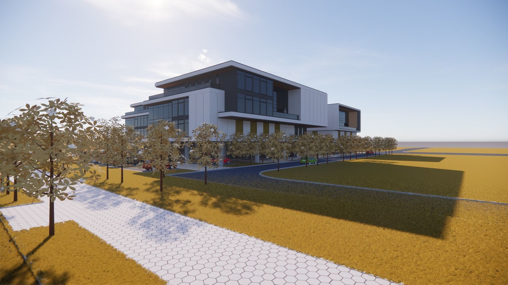 three square boxes-The office building 3D model 3D model_11