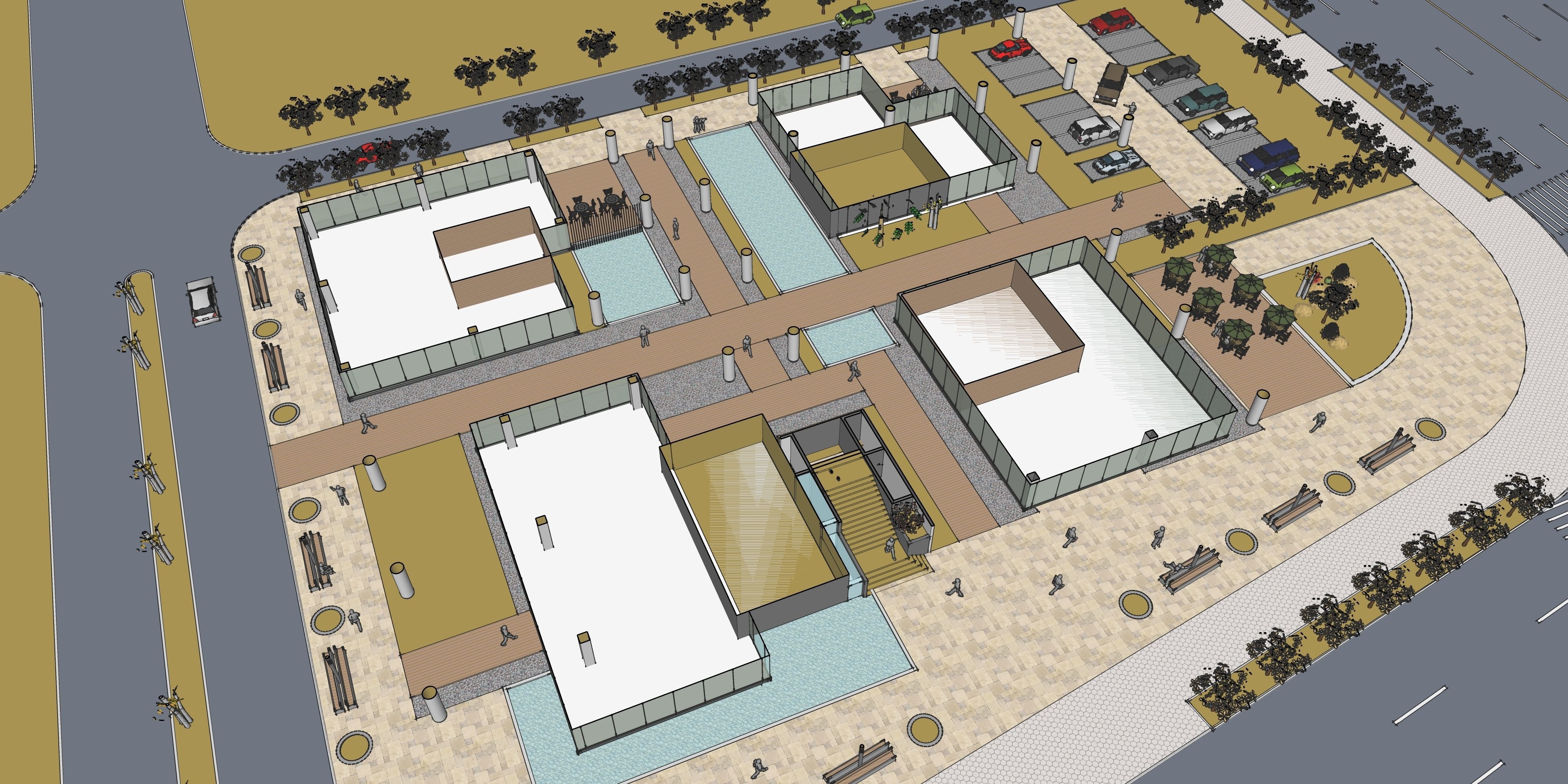 three square boxes-The office building 3D model 3D model_28