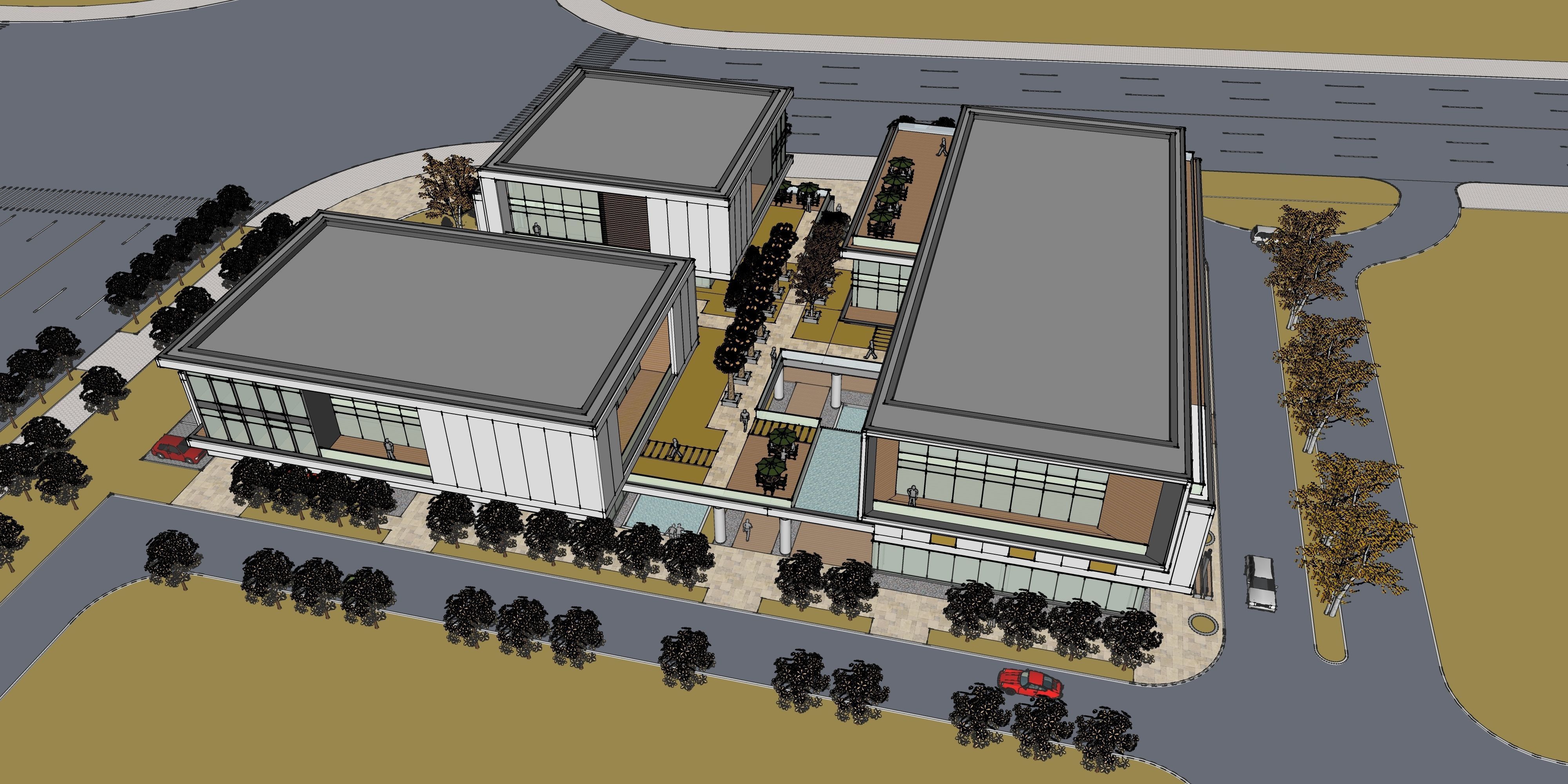 three square boxes-The office building 3D model 3D model_24