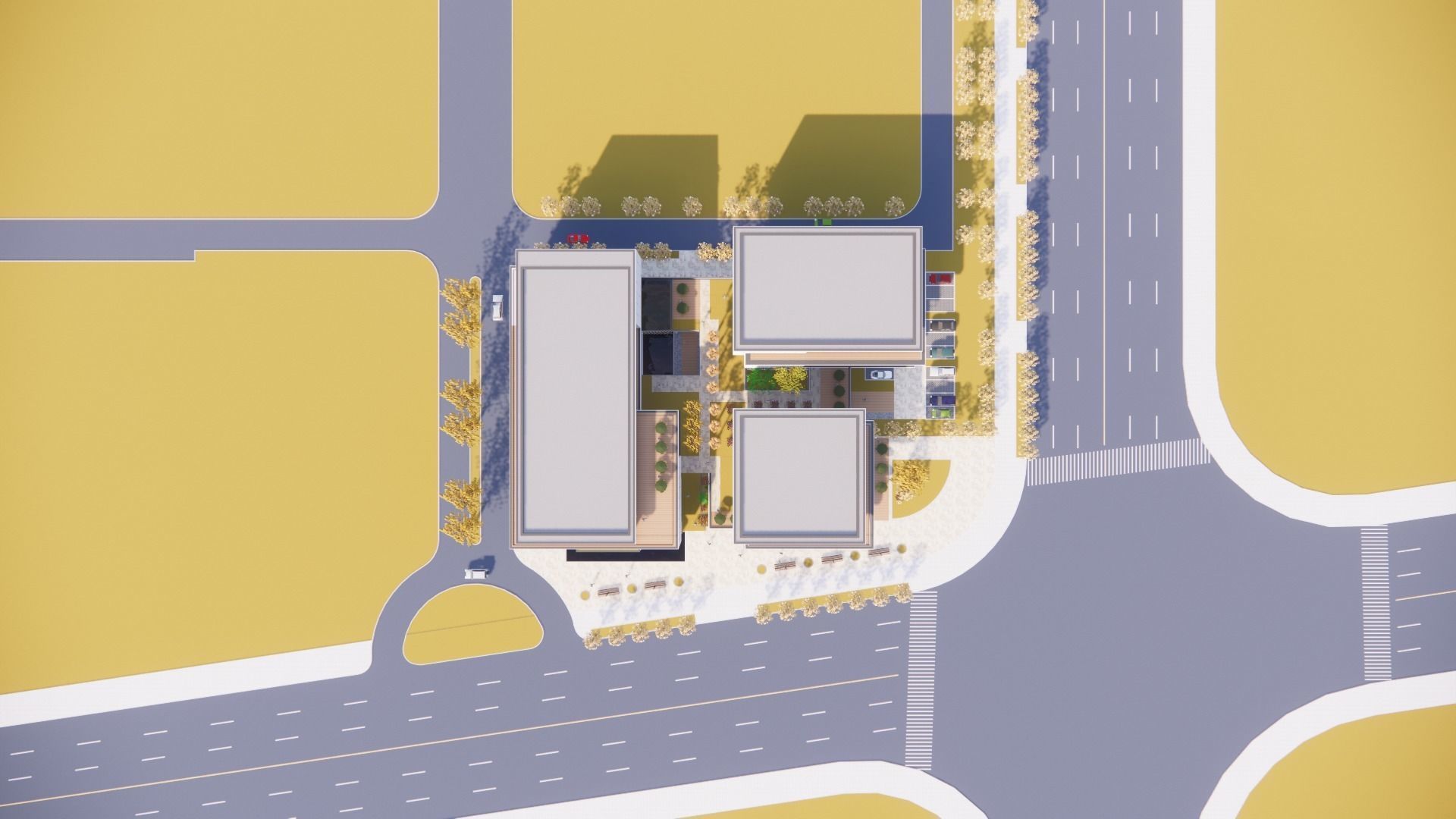 three square boxes-The office building 3D model 3D model_10