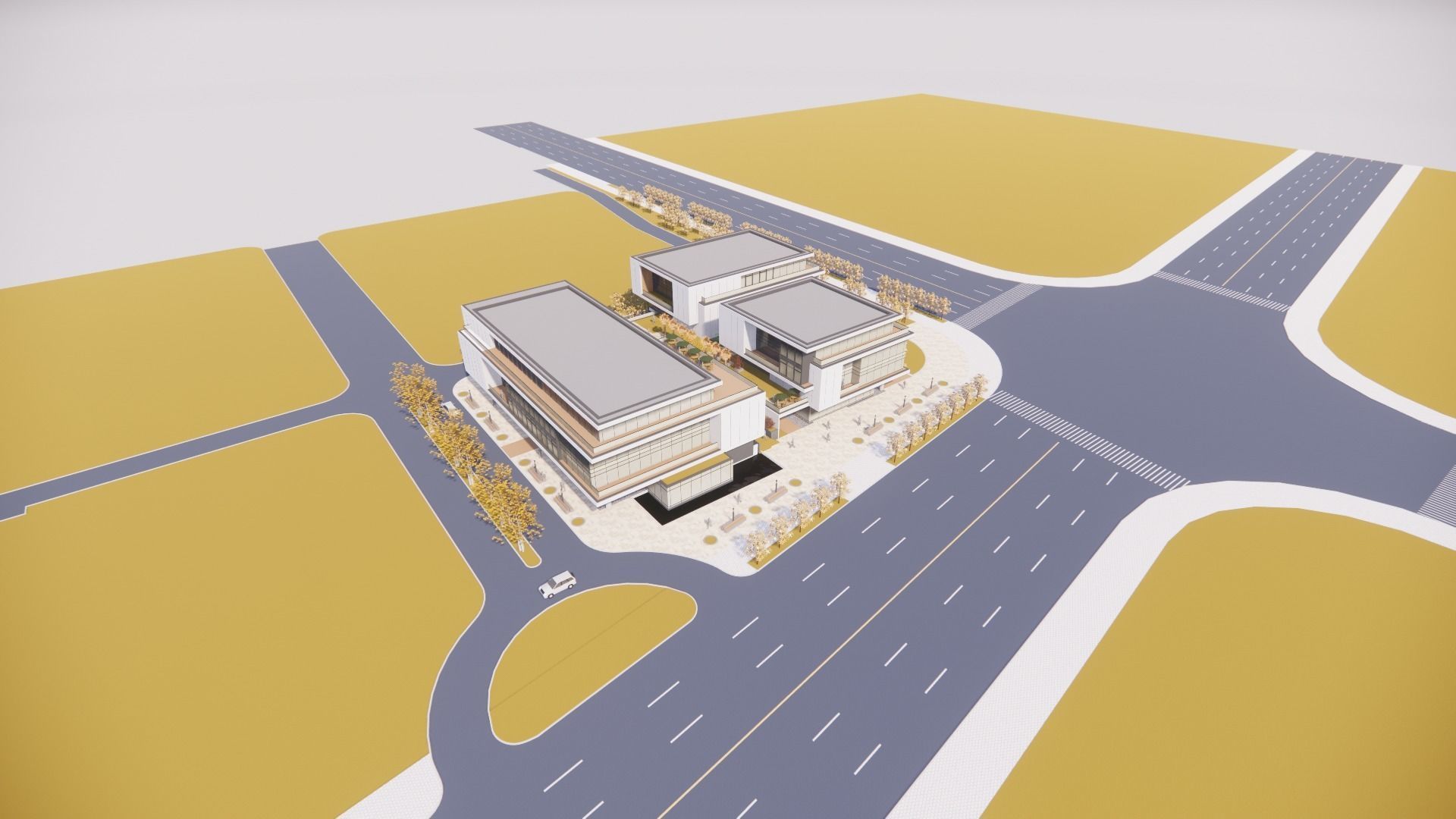 three square boxes-The office building 3D model 3D model_6