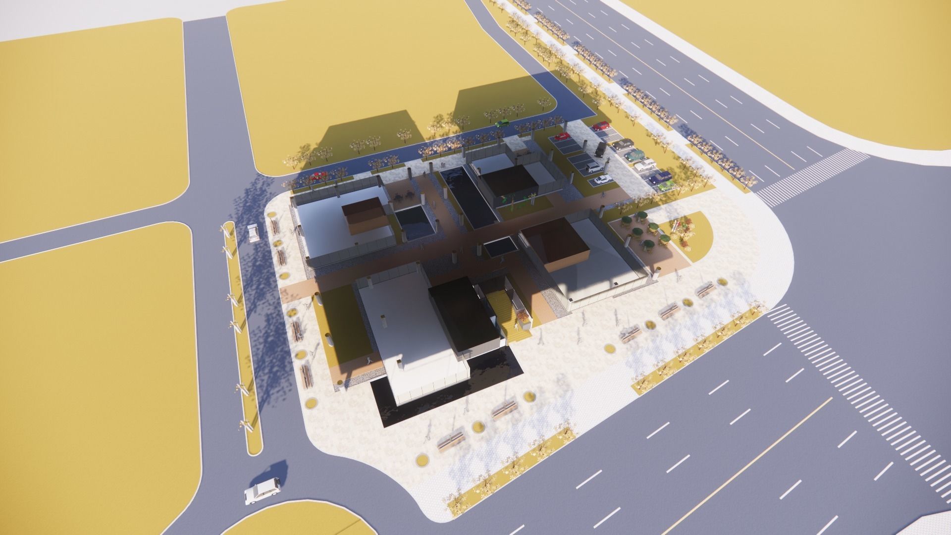 three square boxes-The office building 3D model 3D model_9