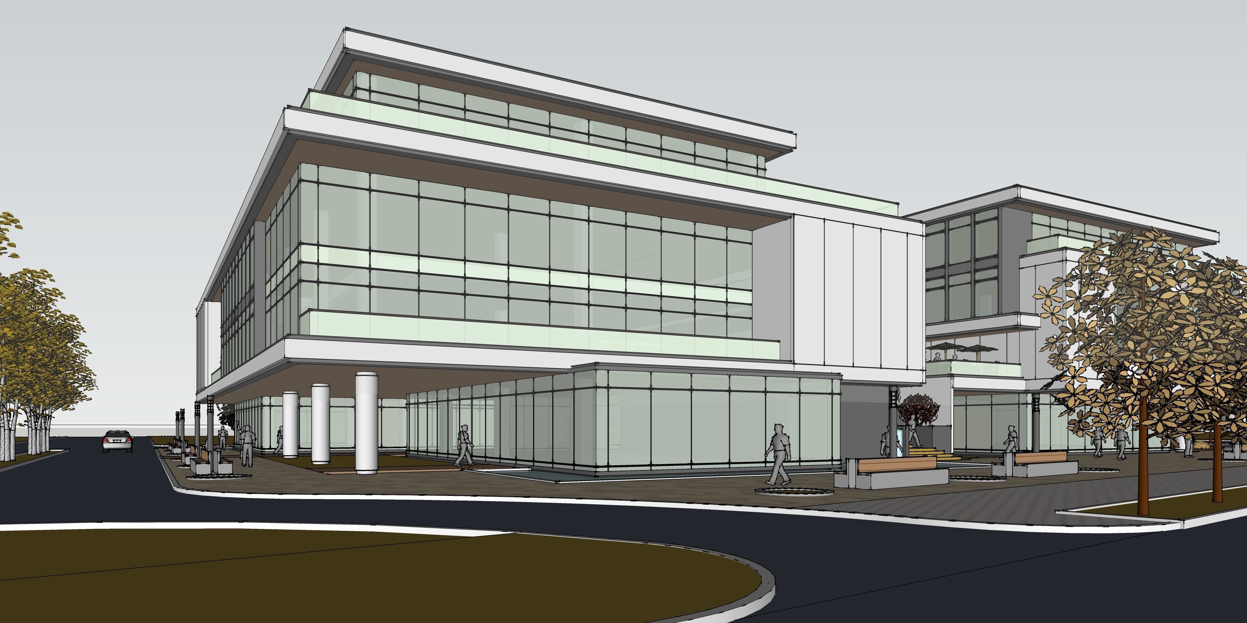 three square boxes-The office building 3D model 3D model_26