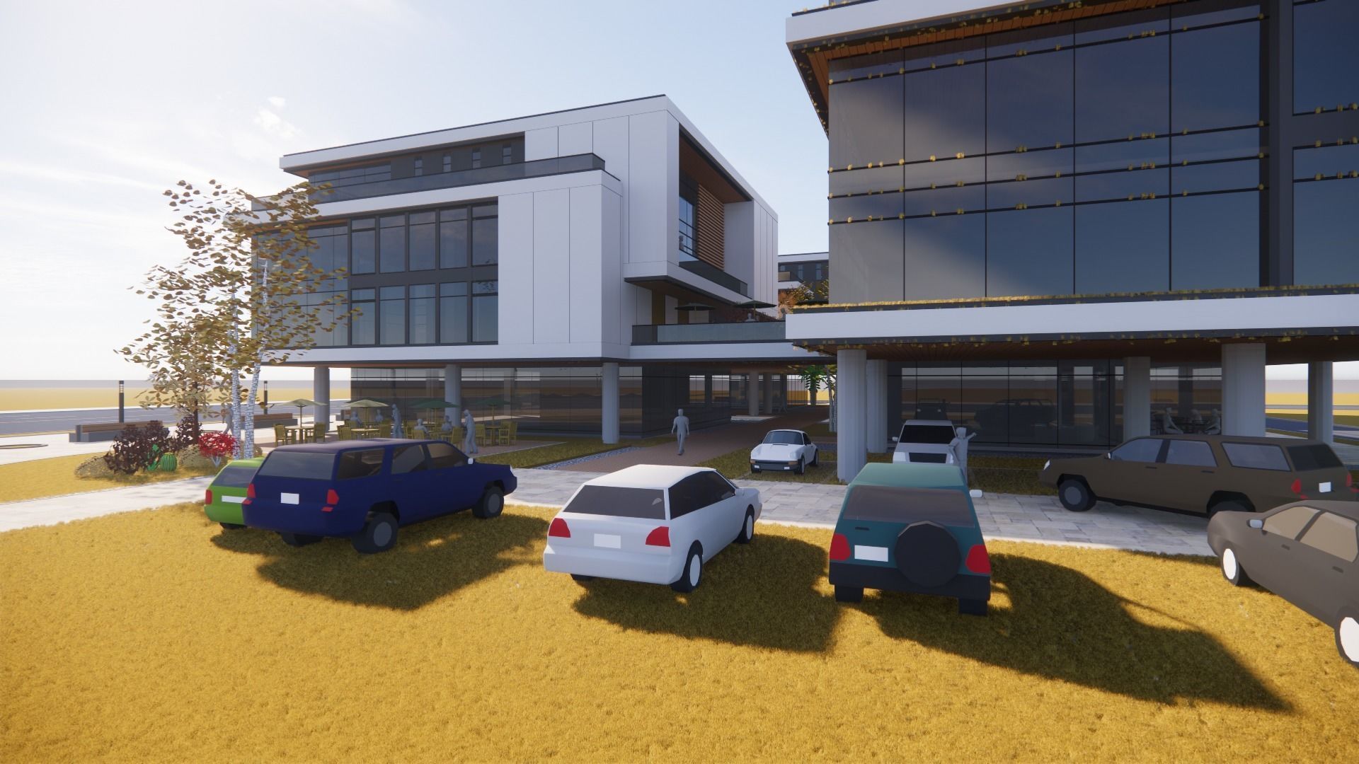 three square boxes-The office building 3D model 3D model_13