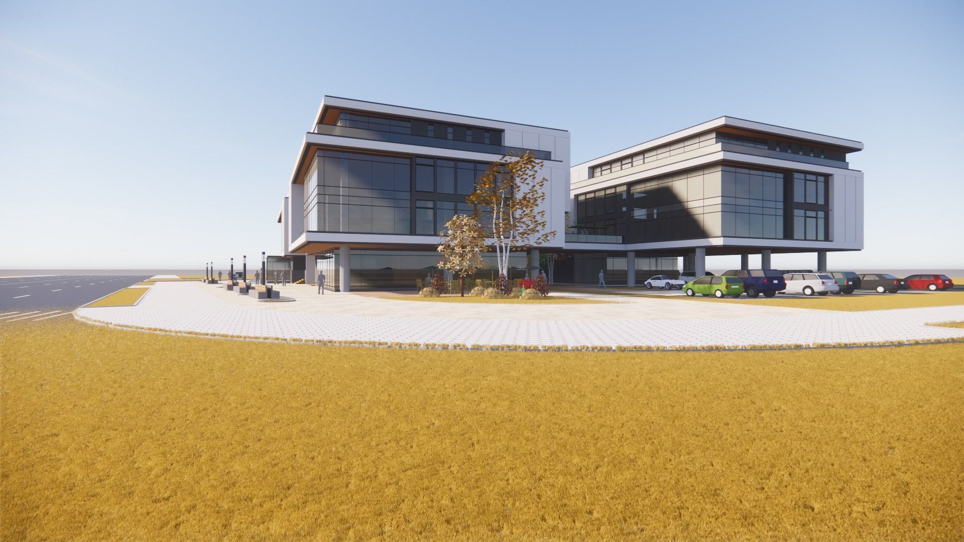 three square boxes-The office building 3D model 3D model_15