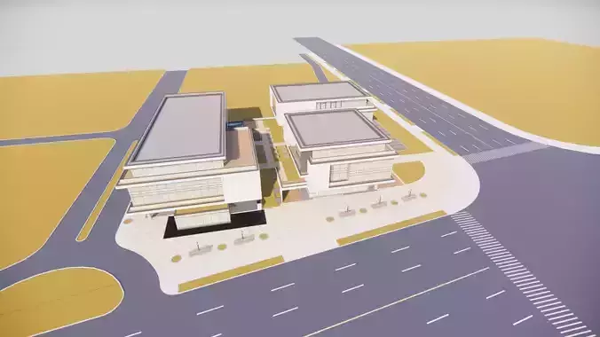 three square boxes-The office building 3D model 3D model