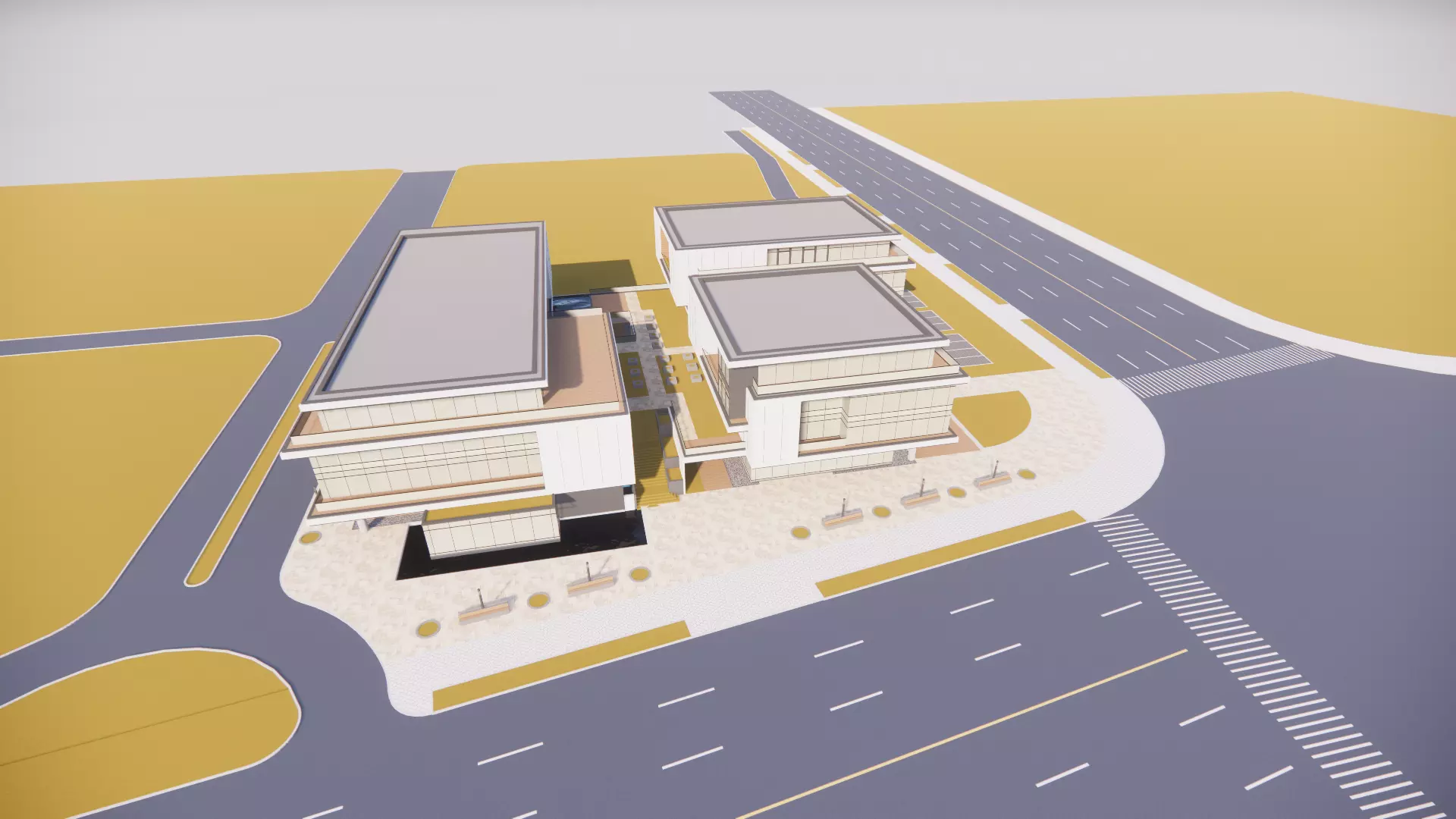 three square boxes-The office building 3D model 3D model_0