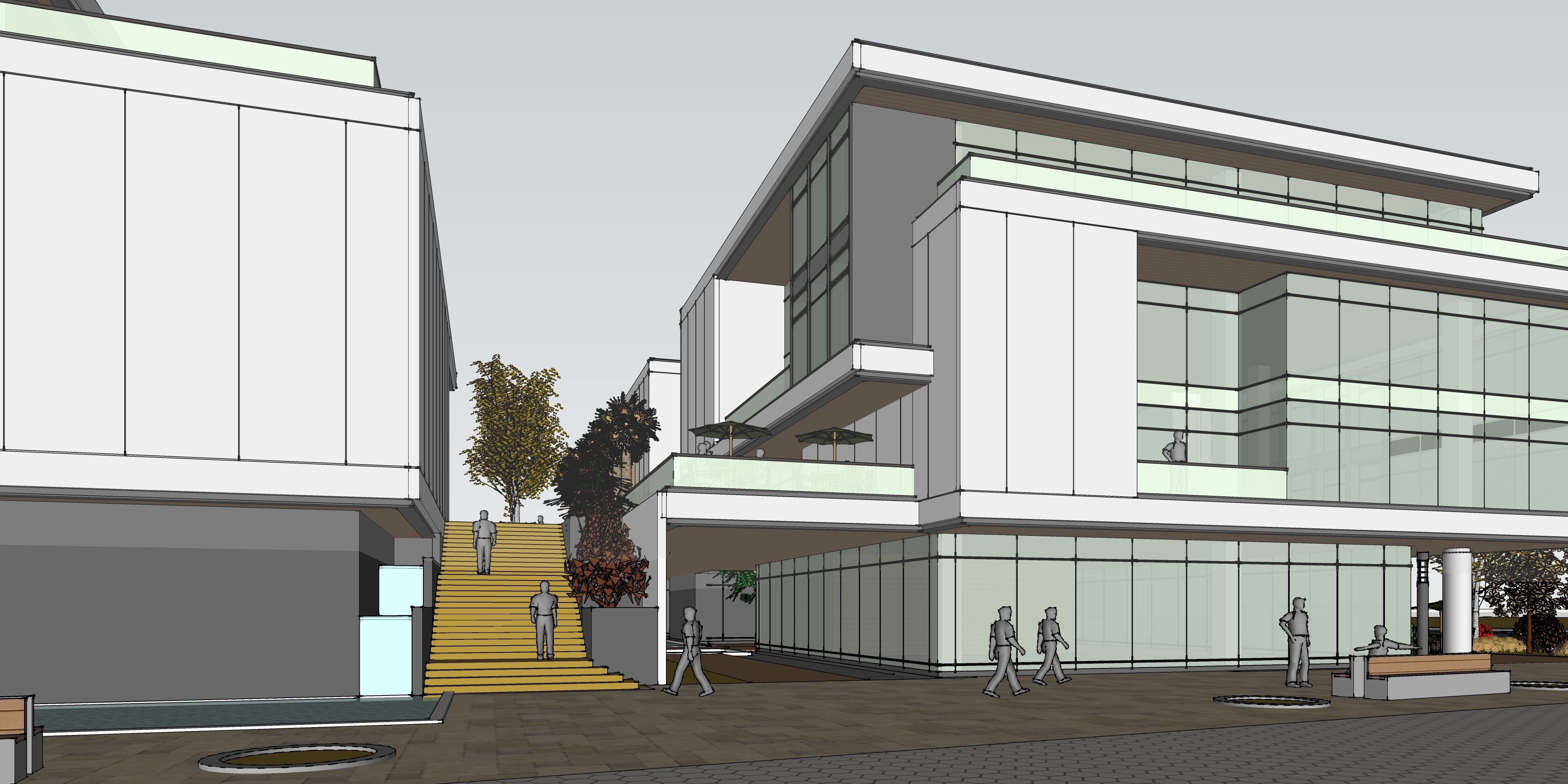 three square boxes-The office building 3D model 3D model_23