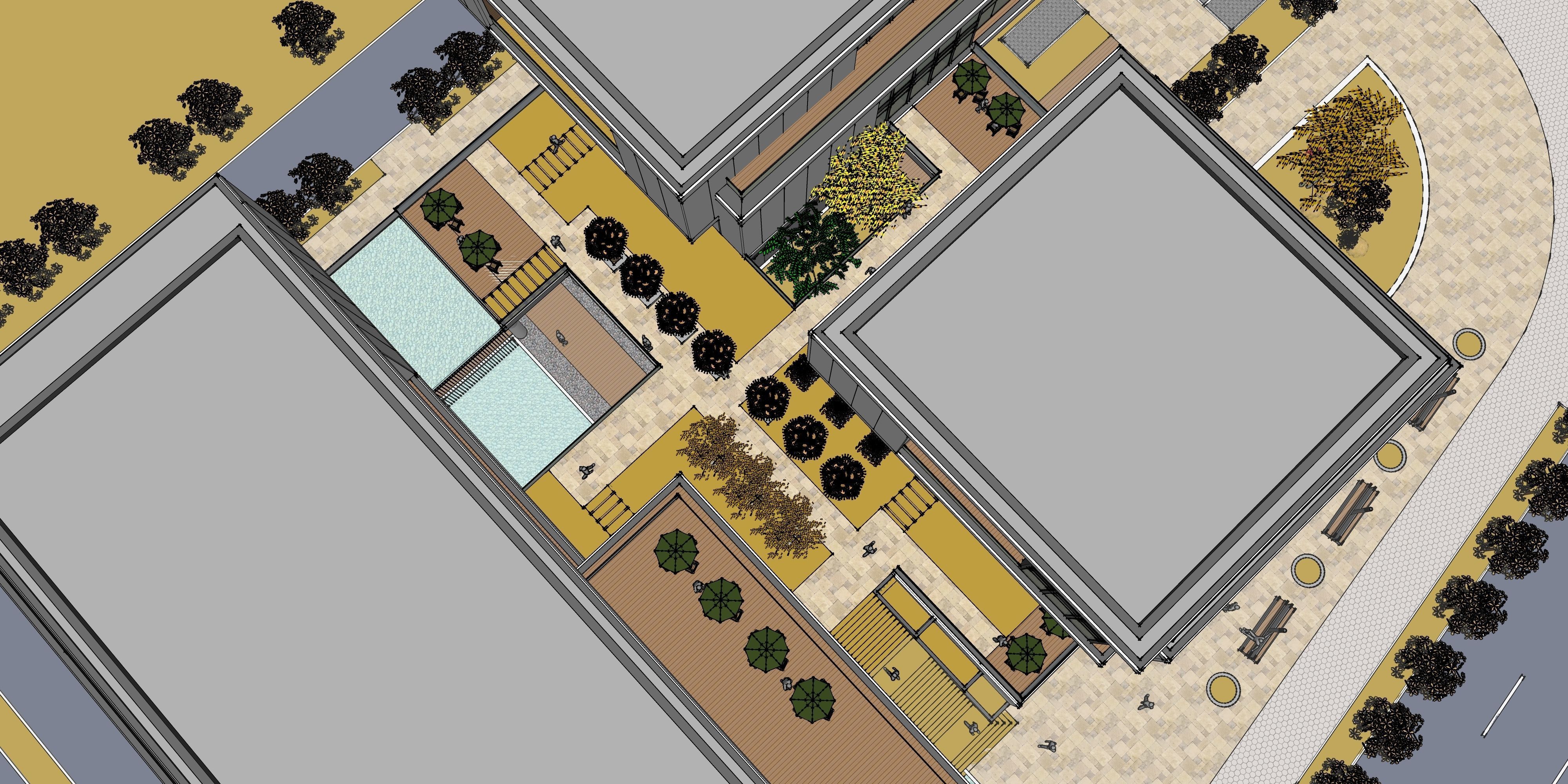 three square boxes-The office building 3D model 3D model_27