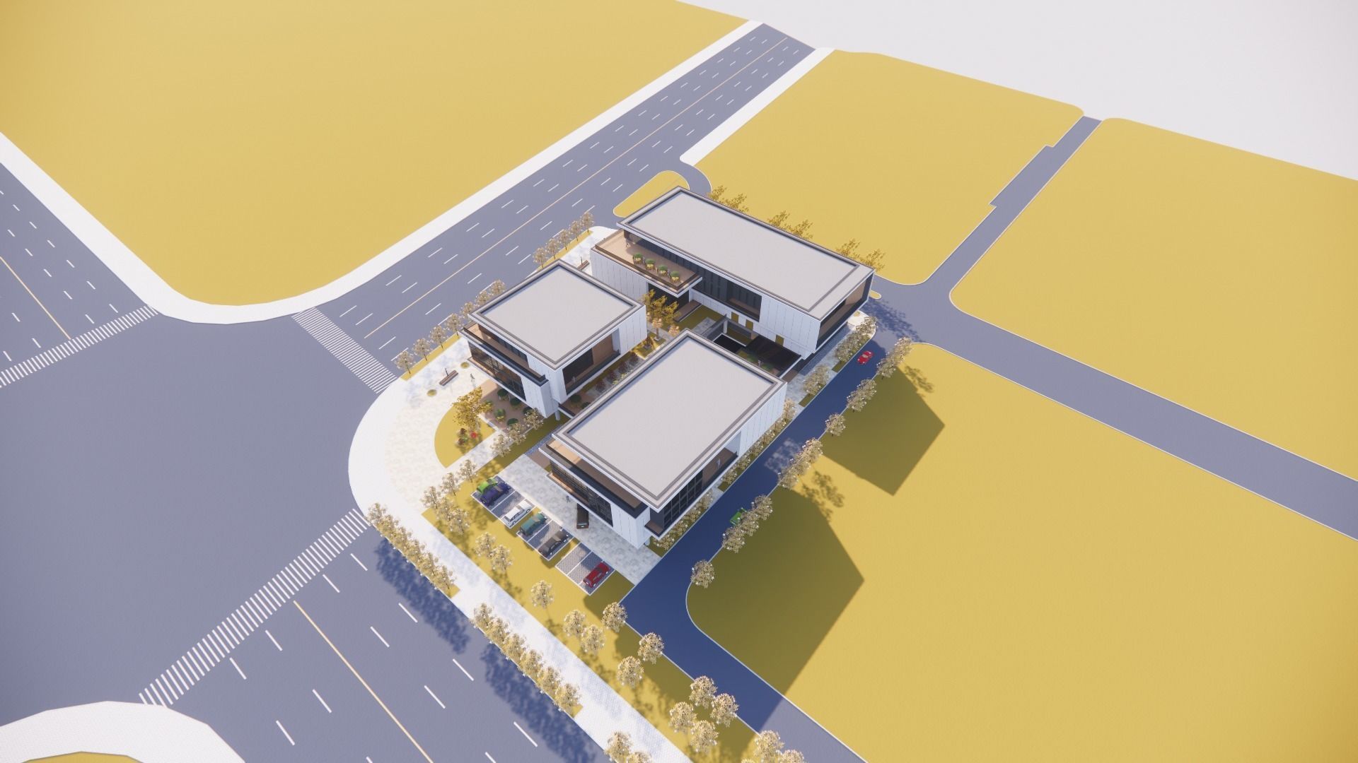 three square boxes-The office building 3D model 3D model_12