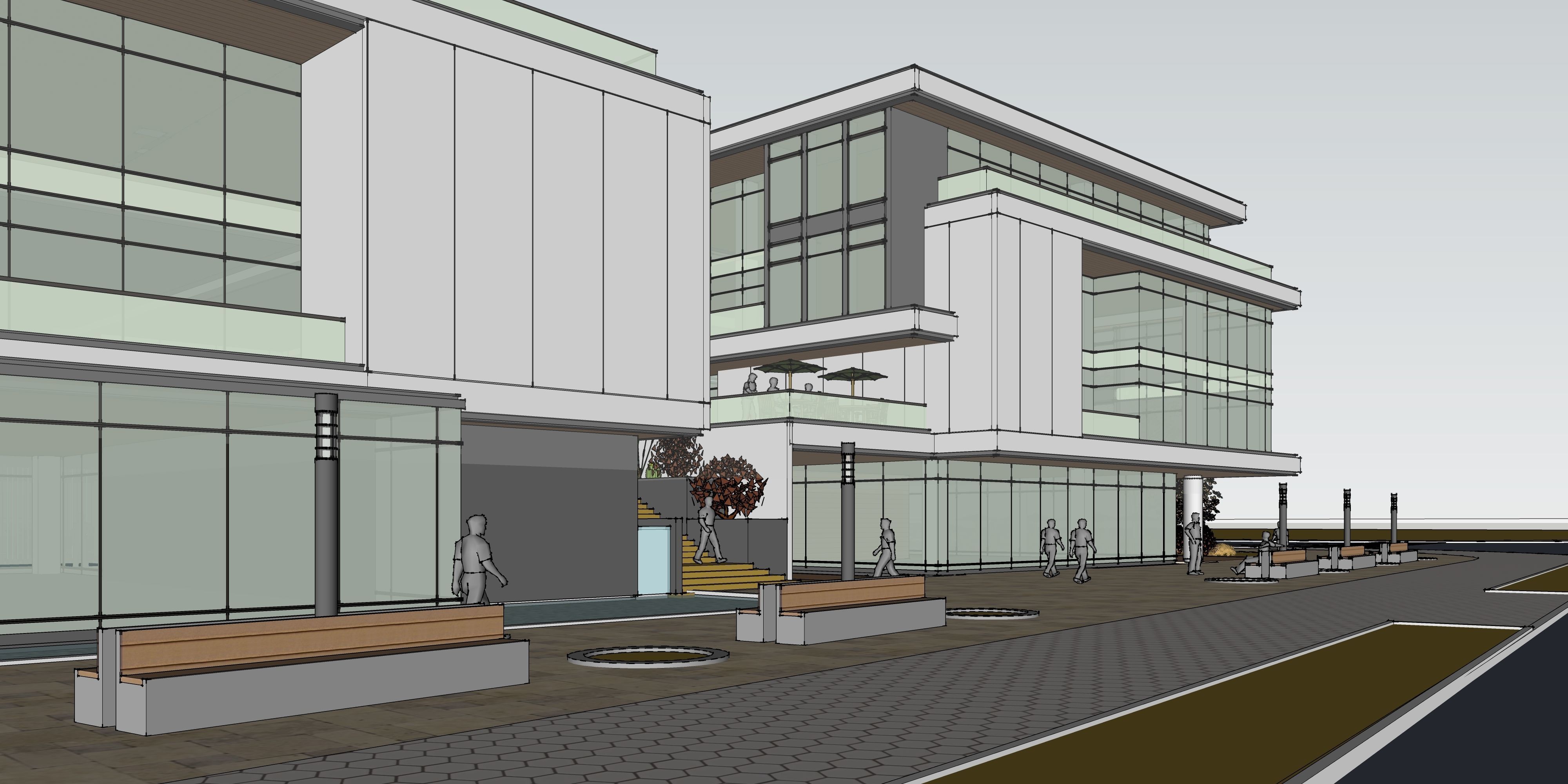 three square boxes-The office building 3D model 3D model_22