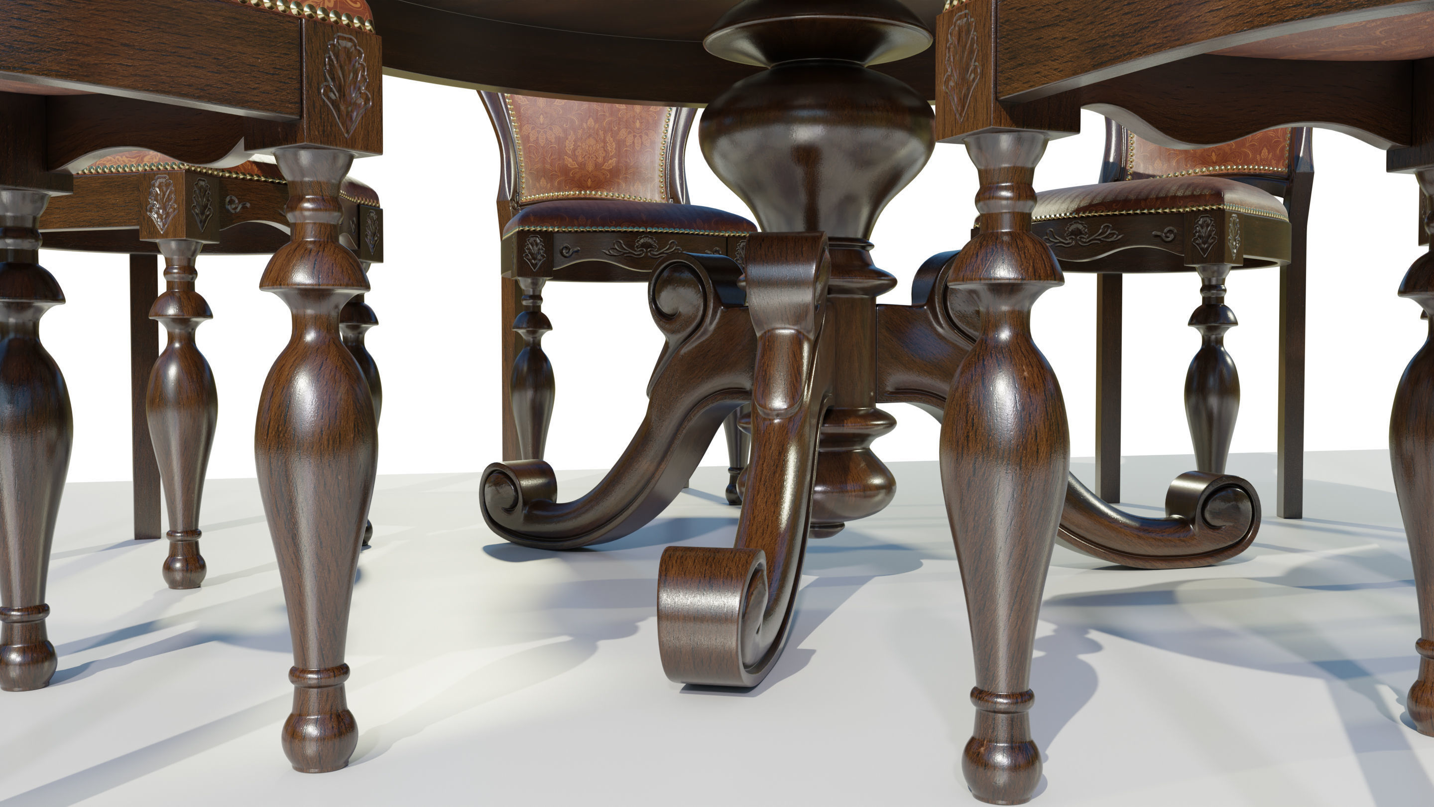 Classic Table with Chairs 3D model_9