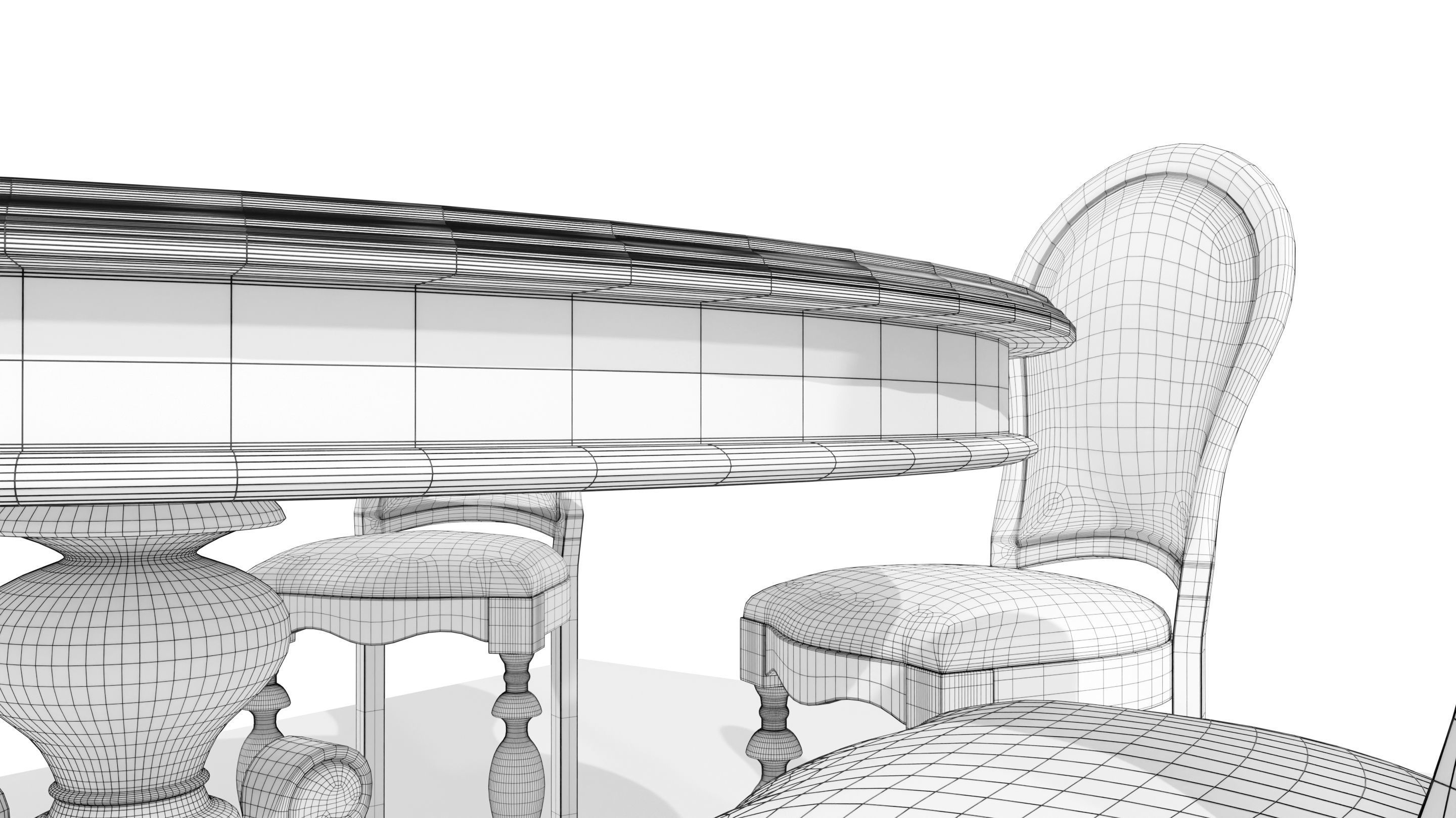 Classic Table with Chairs 3D model_18