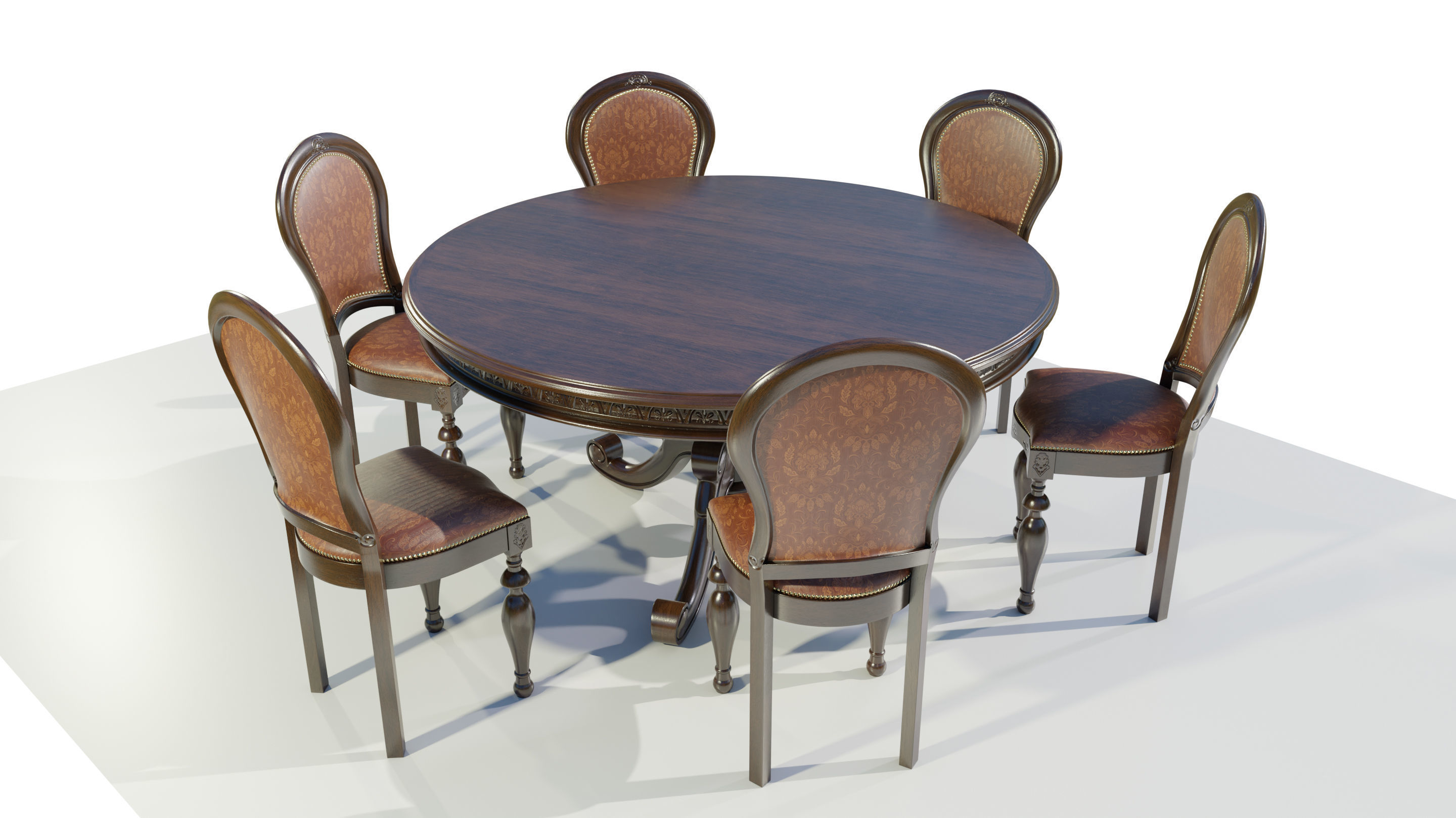Classic Table with Chairs 3D model_2
